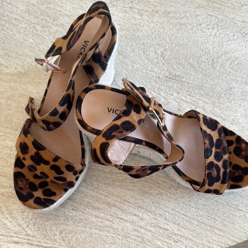 Vicky Vicky Leopard Print Espadrille Wedge Sandals - Brown/Black
